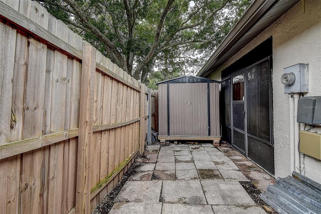 Private backyard with large Shed