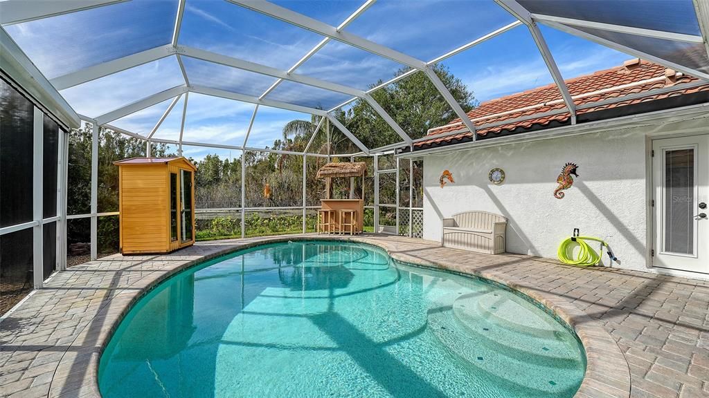 Saltwater & solar heated pool.