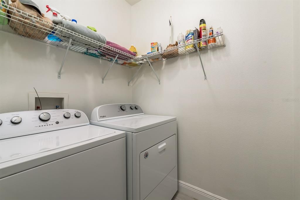 Laundry Closet has plenty of storage!