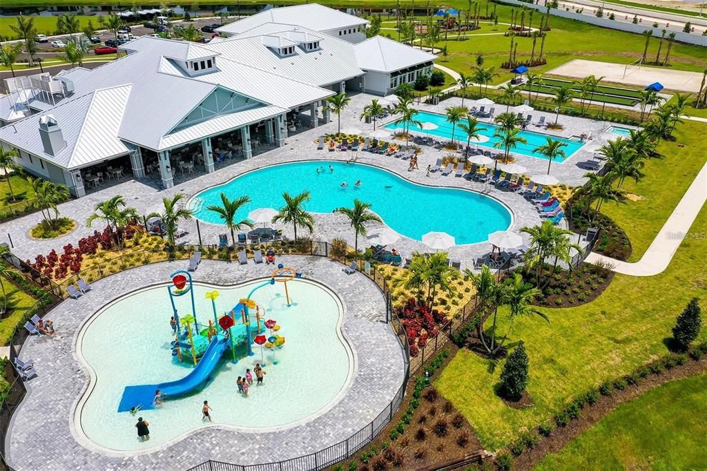 Aerial view of pools