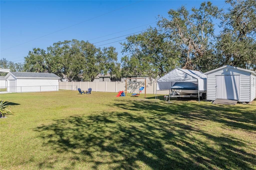 Backyard with shed.