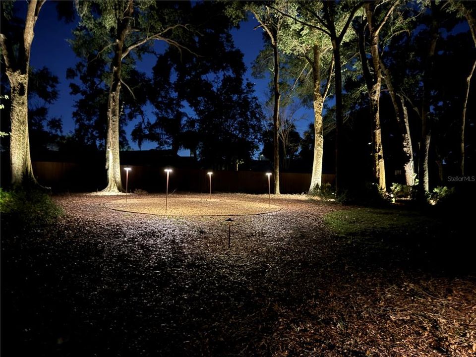 Backyard Professionally installed lighting