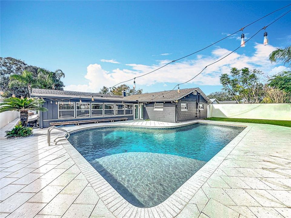 Pool with Shell Pavers