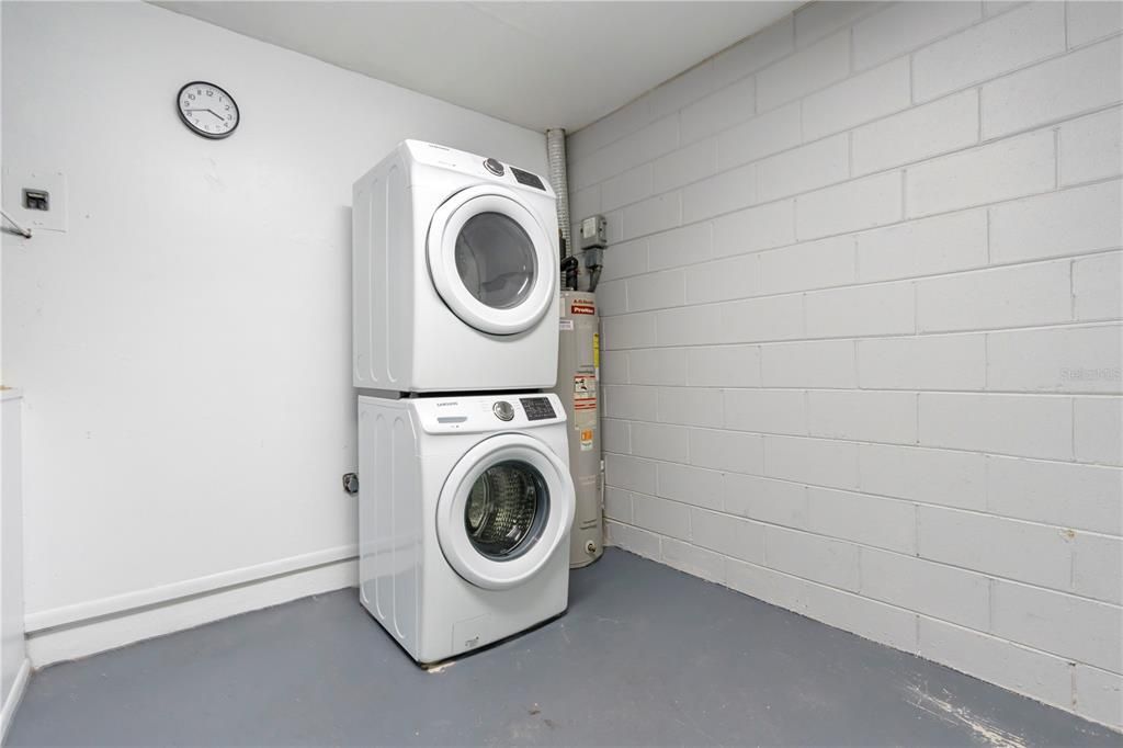 New washer and dryer in the garage.