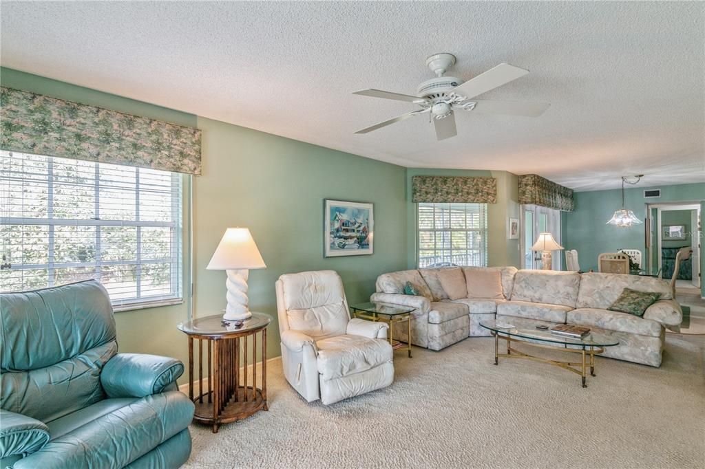 Living room and Dining room.