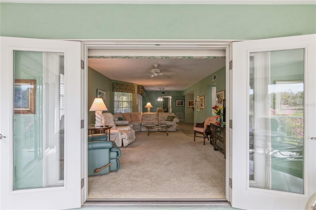 French doors from lanai into Living room.