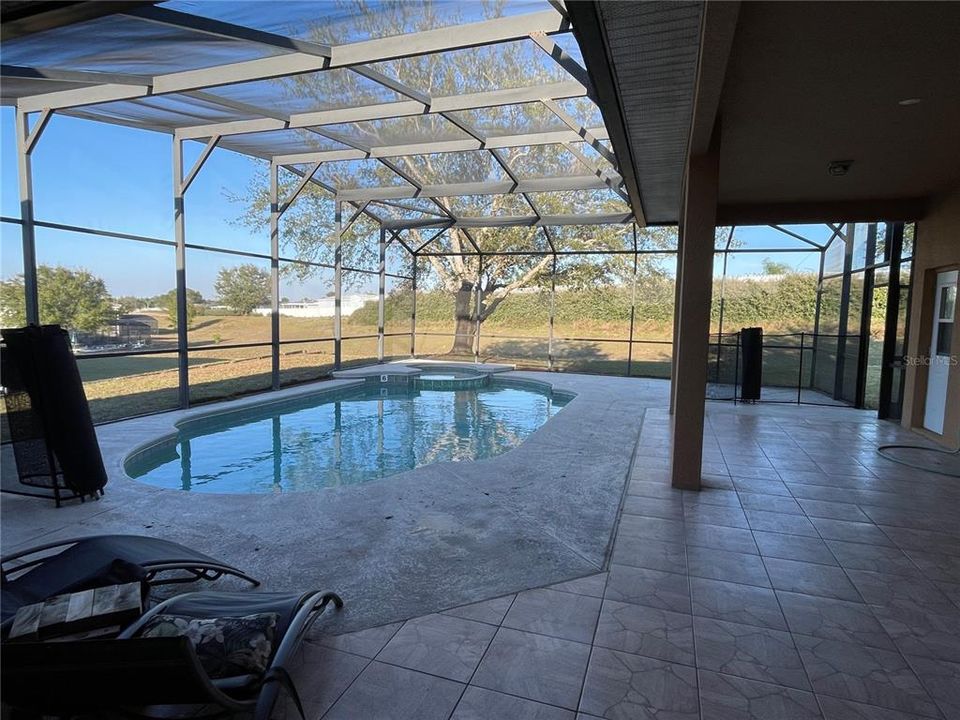 Pool with awning