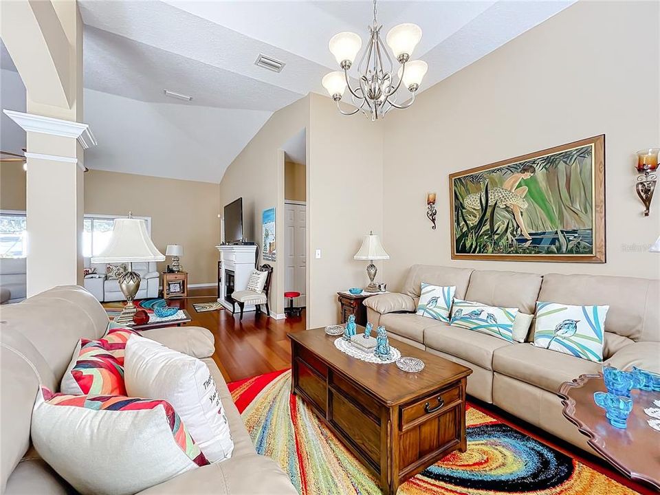 The living/sitting area with the tray ceiling.