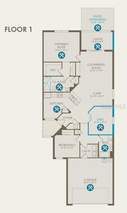 Floor plan with options selected