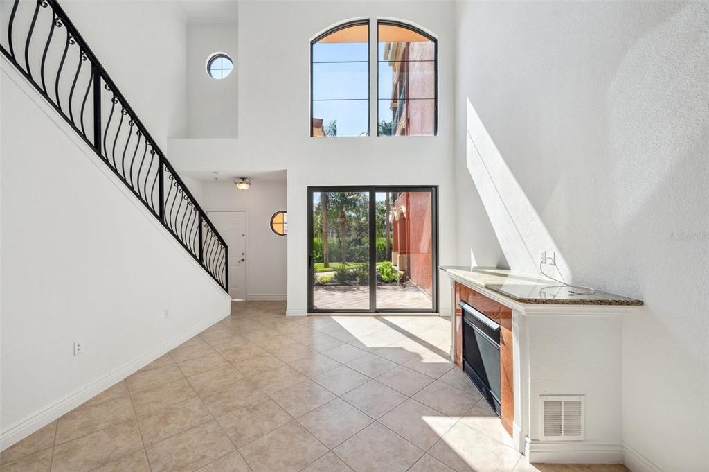 family room with view of water