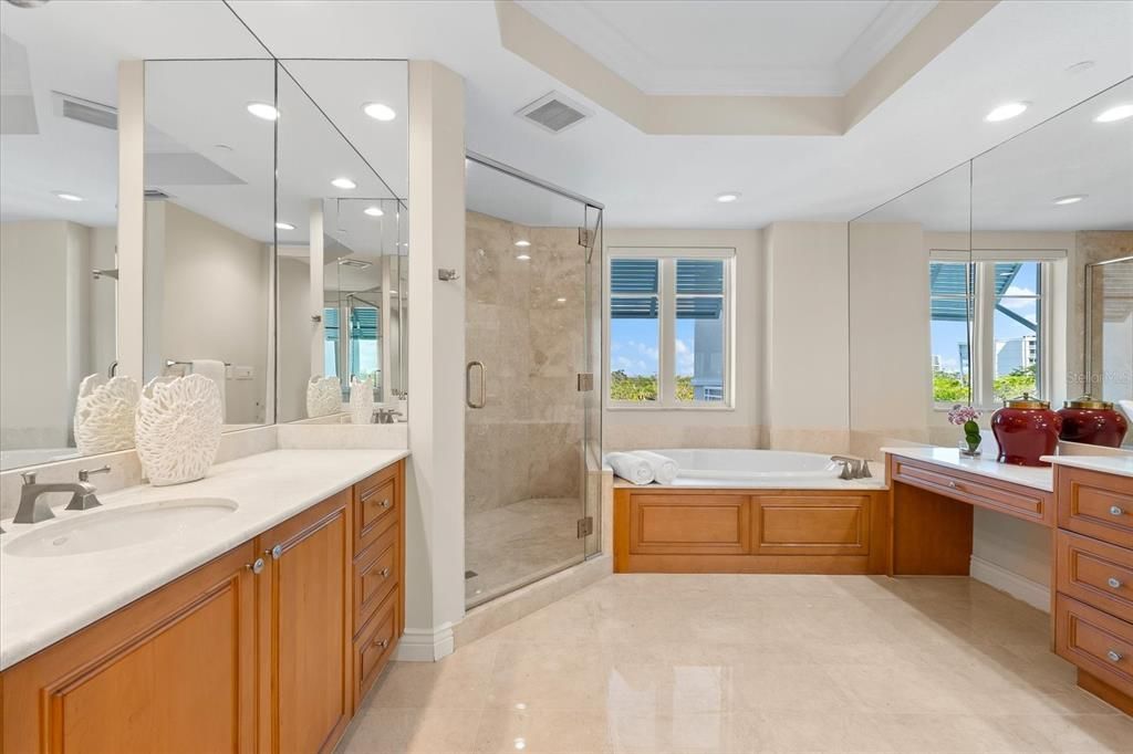 Primary Bathroom with Dual Vanities