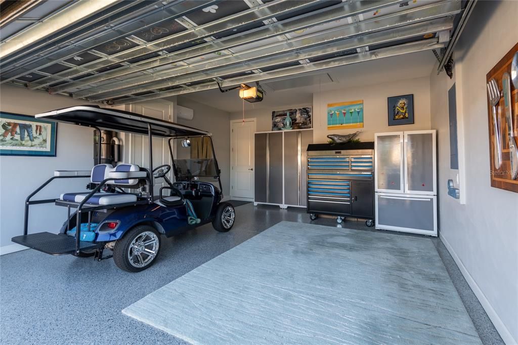 Two car garage with epoxy flooring