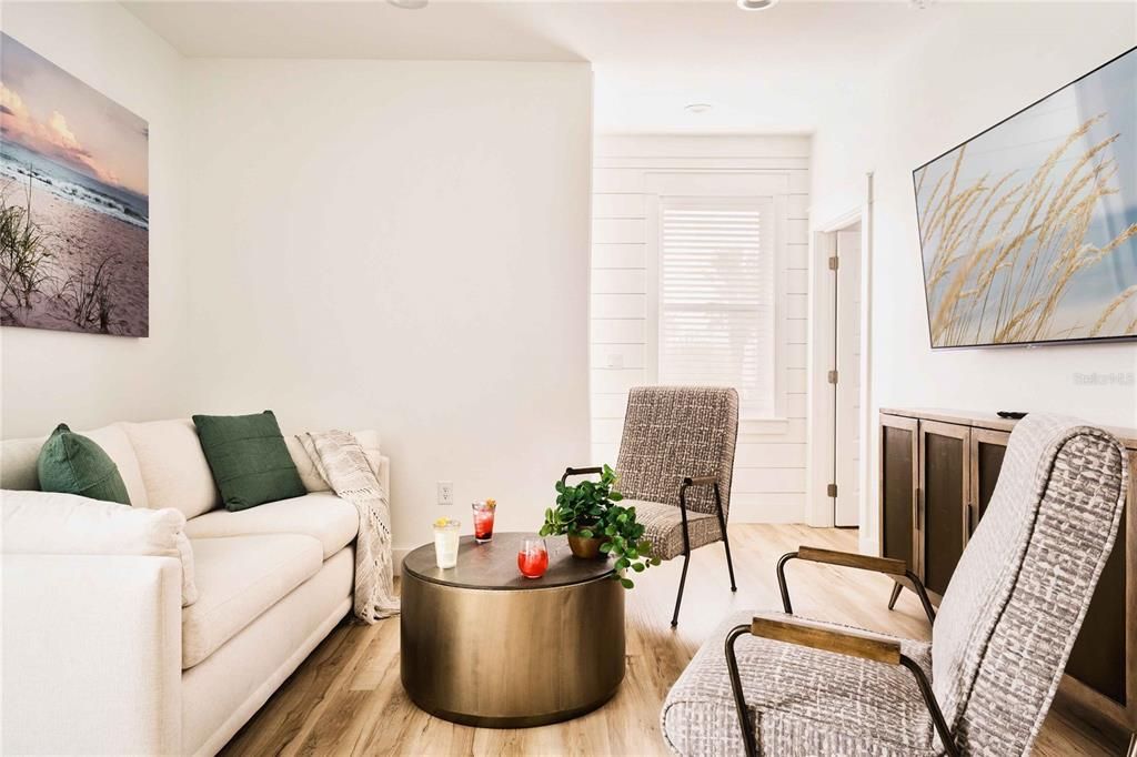 Third floor balcony with chairs