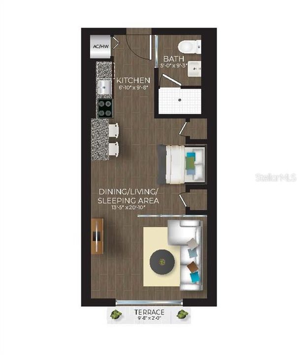 For Rent: $1,202 (0 beds, 1 baths, 458 Square Feet)