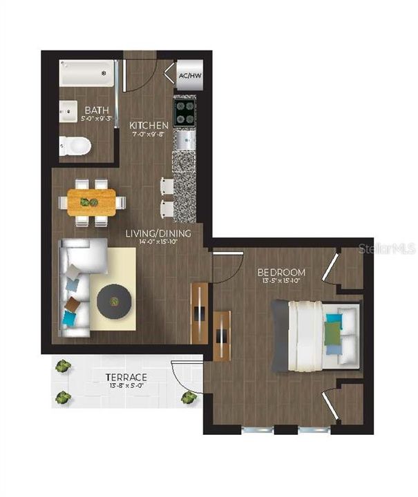 For Rent: $1,492 (1 beds, 1 baths, 651 Square Feet)
