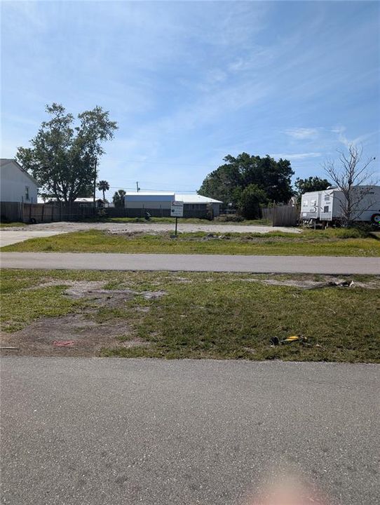 Front of cleared vacant lot