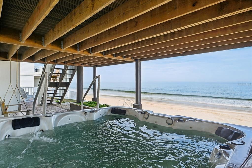 Hot tub under the upper deck