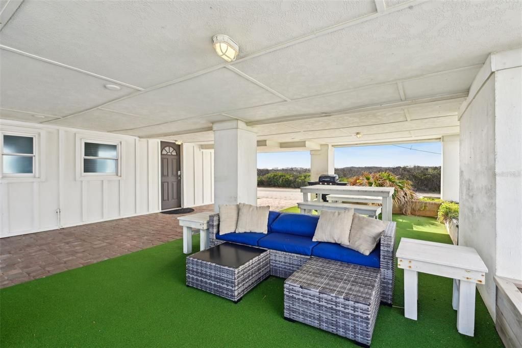 Couches, grill, picnic table