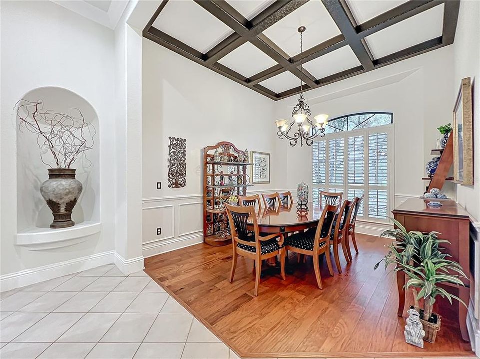 Formal Dining with coffered ceilings