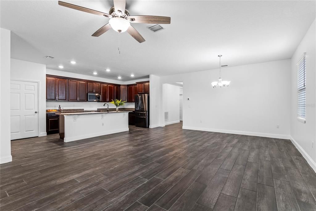 Solid floors throughout the home (no carpet).