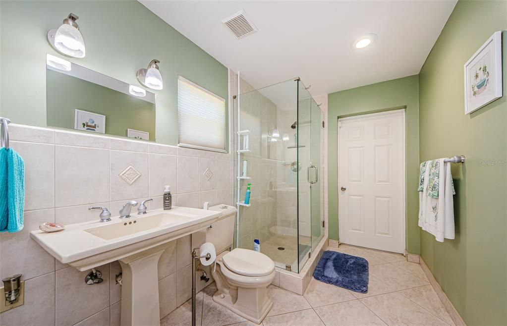 Remodeled 3rd bath for 3rd guest bedroom and access to pool.