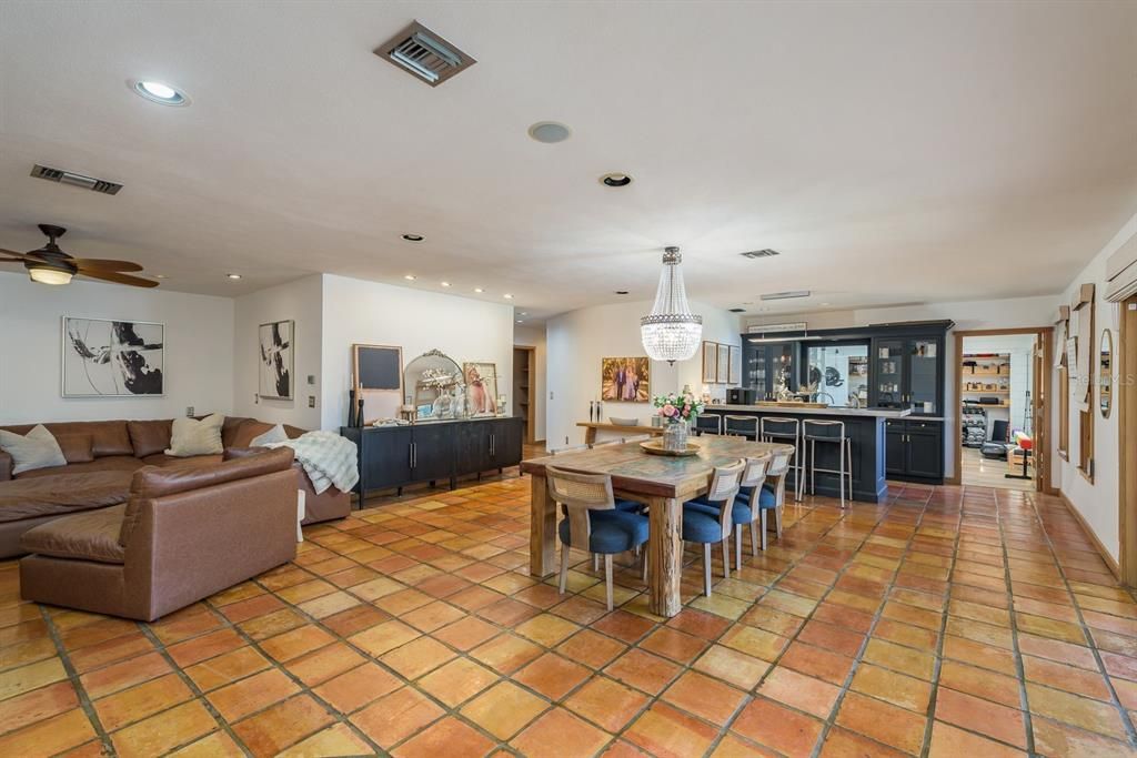 Family room and dining room