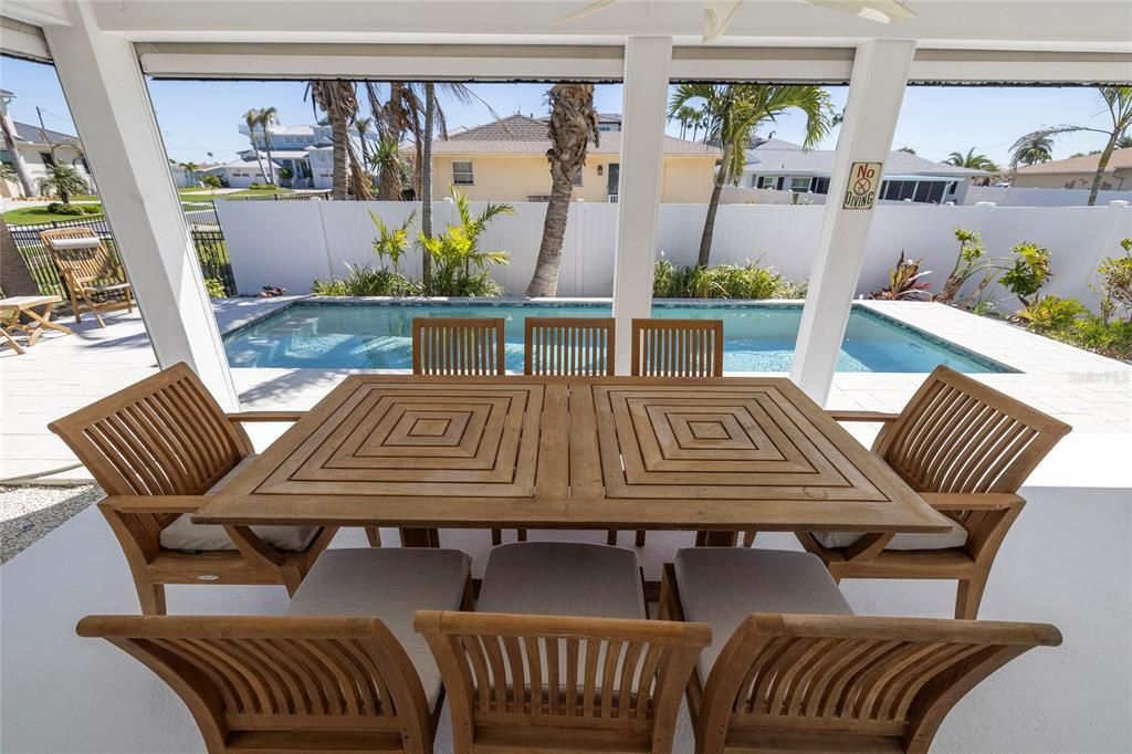 Covered Patio with remote-controlled Hurricane Storm Shades