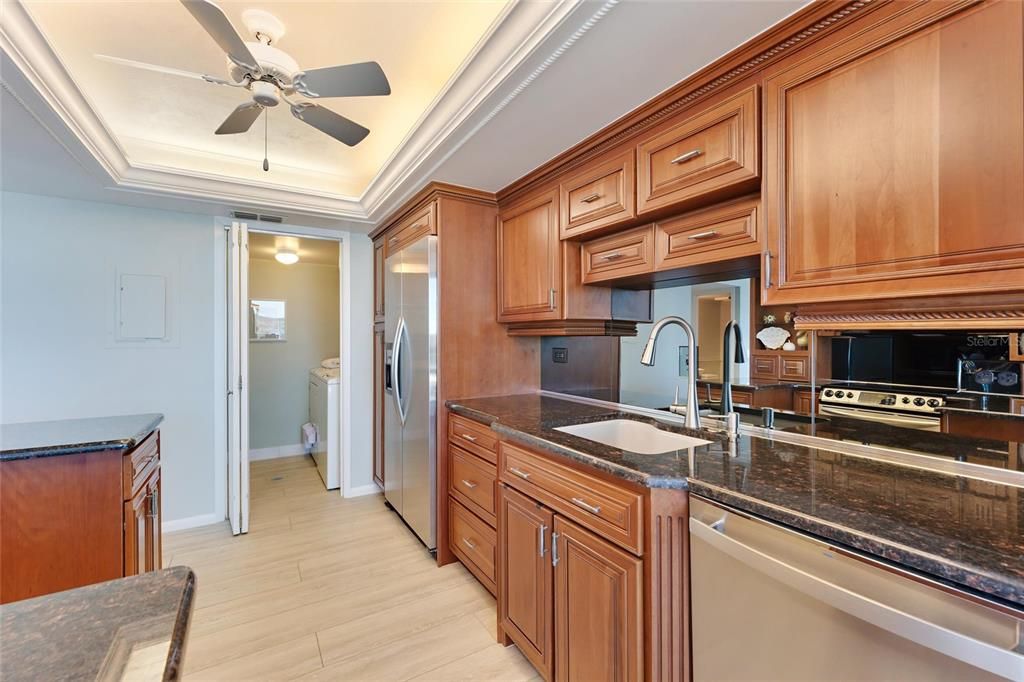 Kitchen with view of Laundry & Lots of Counter Space