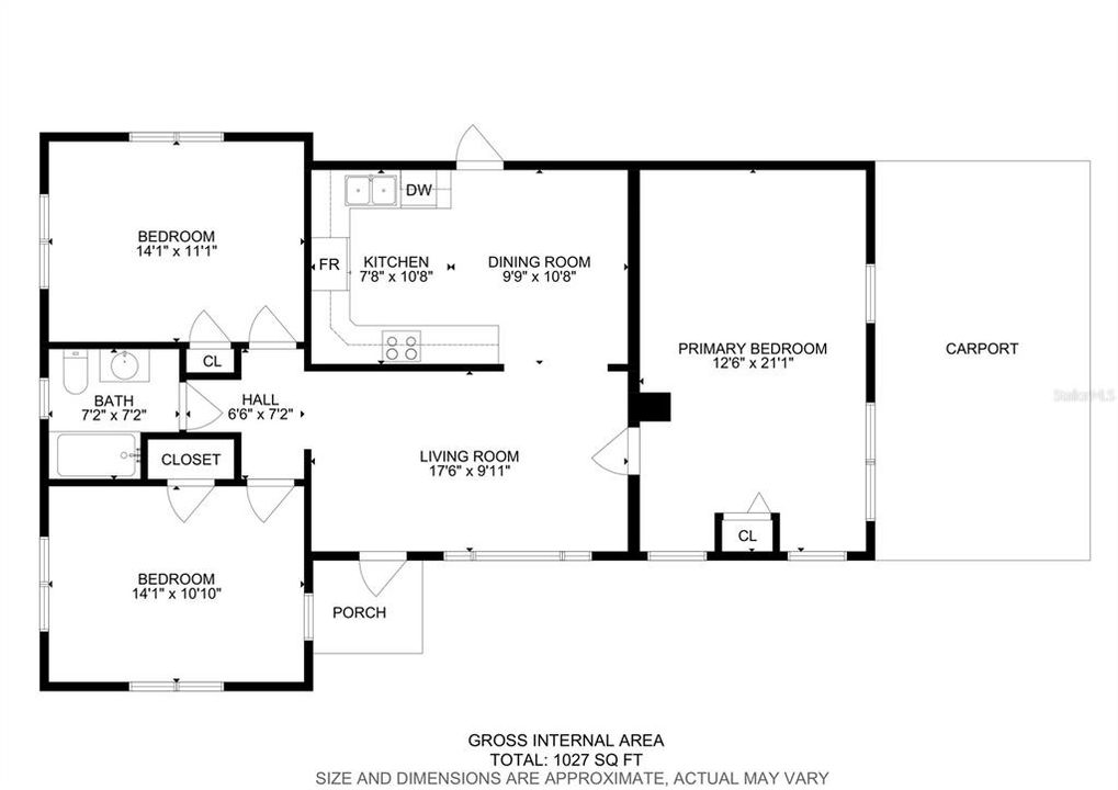 Active With Contract: $215,000 (3 beds, 1 baths, 1027 Square Feet)