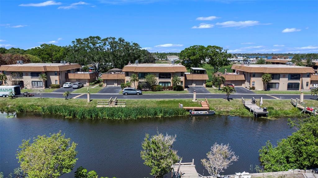 Arial from over the canal facing the property