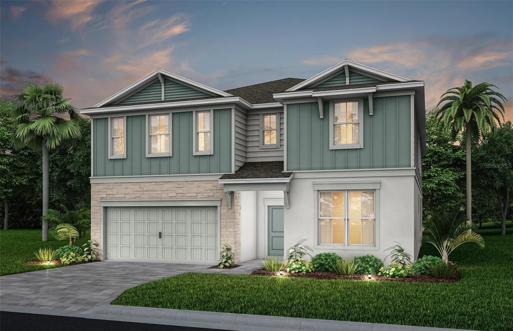 Exterior Design. Artistic rendering for this new construction home. Pictures are for illustrative purposes only. Elevations, colors and options may vary.