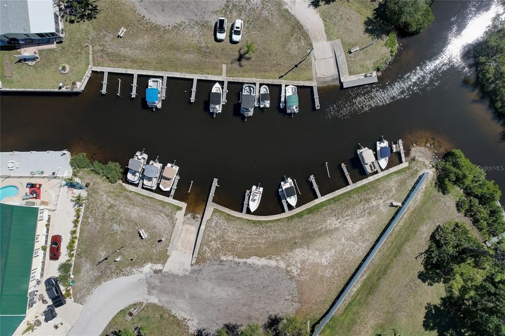 Aerial of Waterway by boat ramp