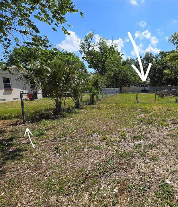Lot goes all the way back to white vinyl fence and from side chain fence (neighbor will remove fence running across the property).