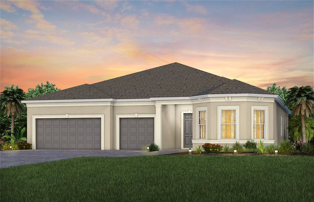 Exterior Design. Artistic rendering for this new construction home. Pictures are for illustrative purposes only. Elevations, colors and options may vary.