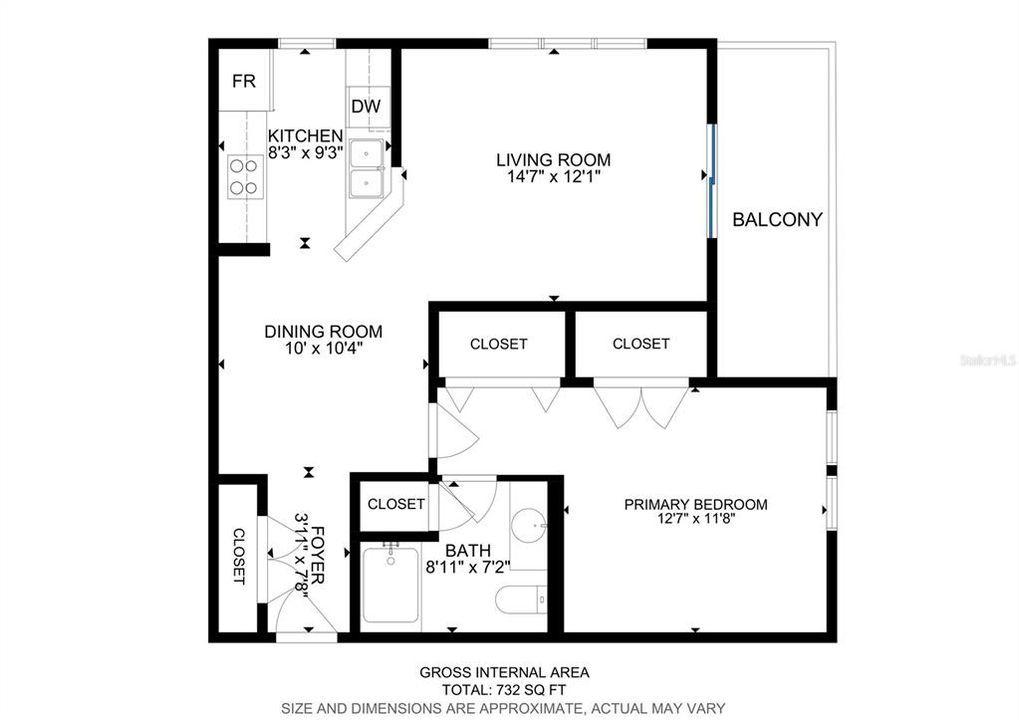 Active With Contract: $168,000 (1 beds, 1 baths, 732 Square Feet)
