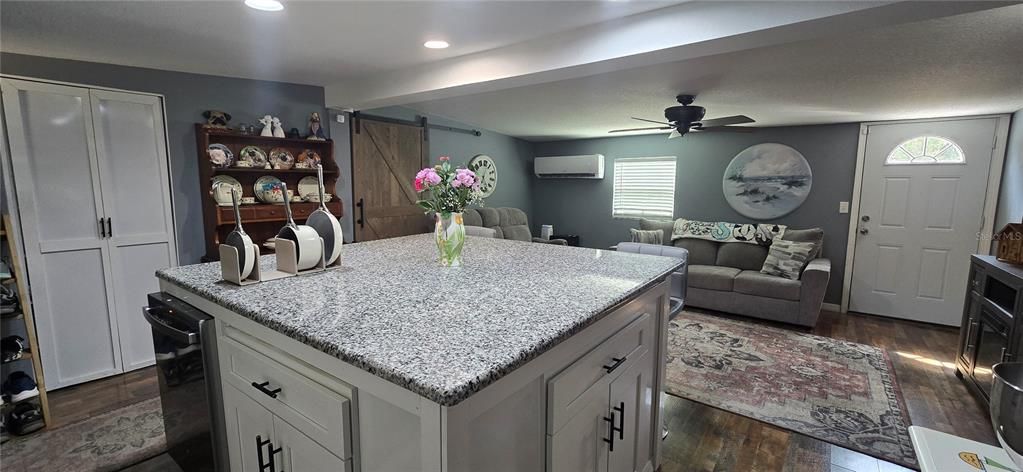 A view from kitchen to the family room.