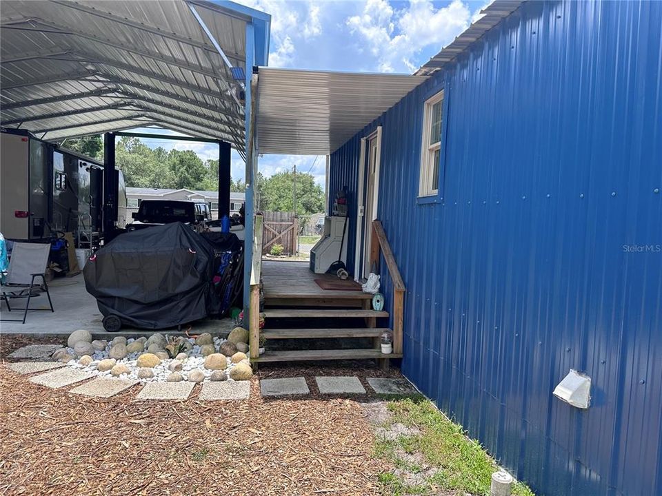 The back door entrance of the home.