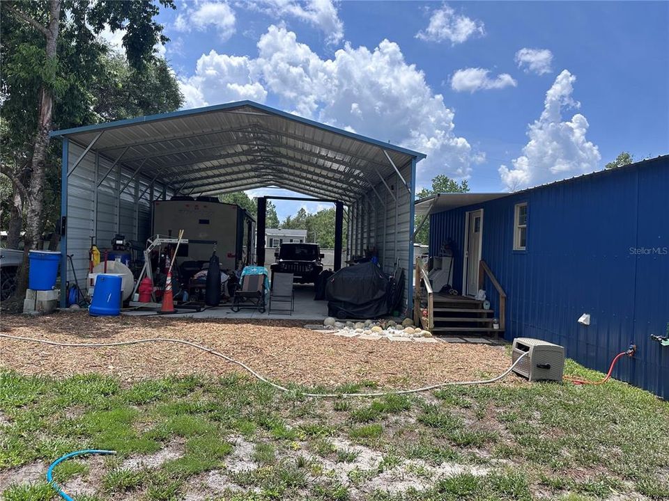 The RV/ carport steel building.