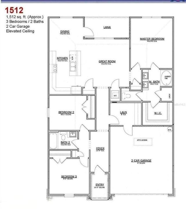 На продажу: $288,600 (3 спален, 2 ванн, 1512 Квадратных фут)