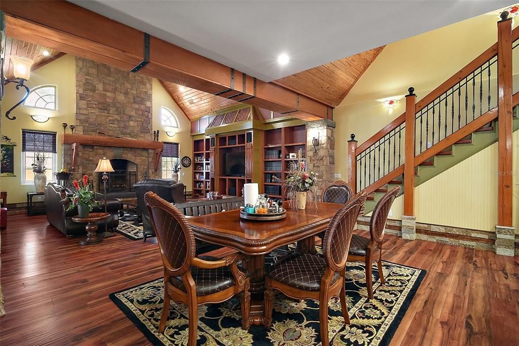 Featuring craftsman rustic wood details, this staircase leads to the 5th bedroom with full bath in-law suite