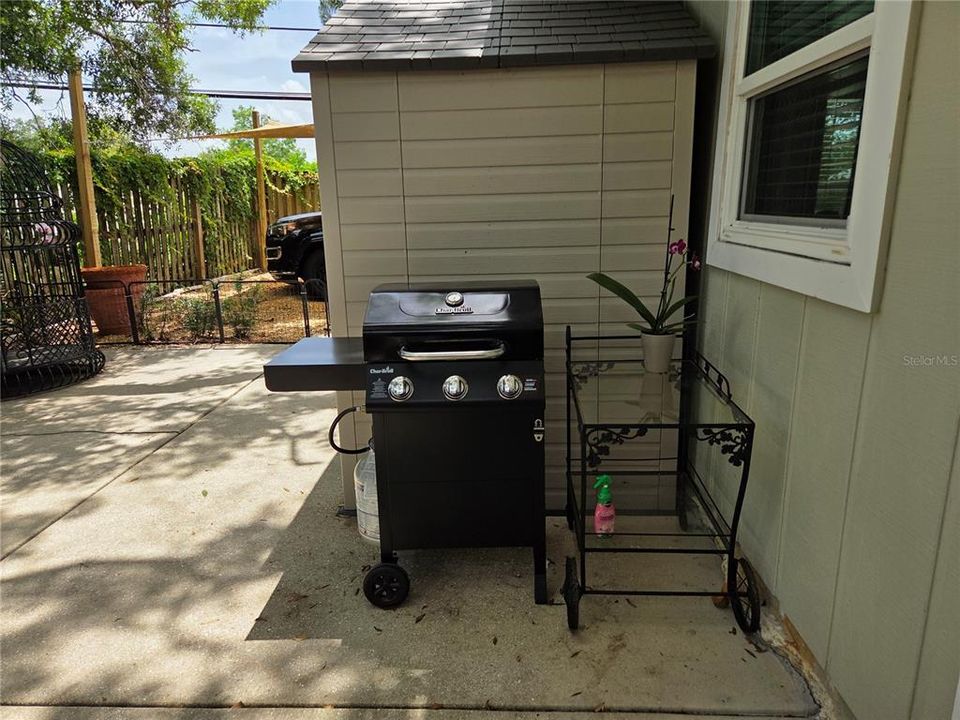 Patio with Shed