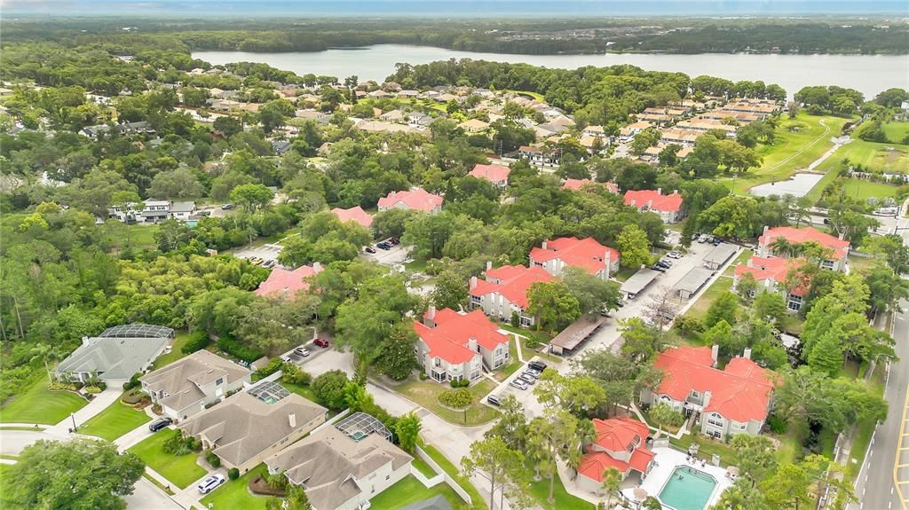 Aerial view looking SE