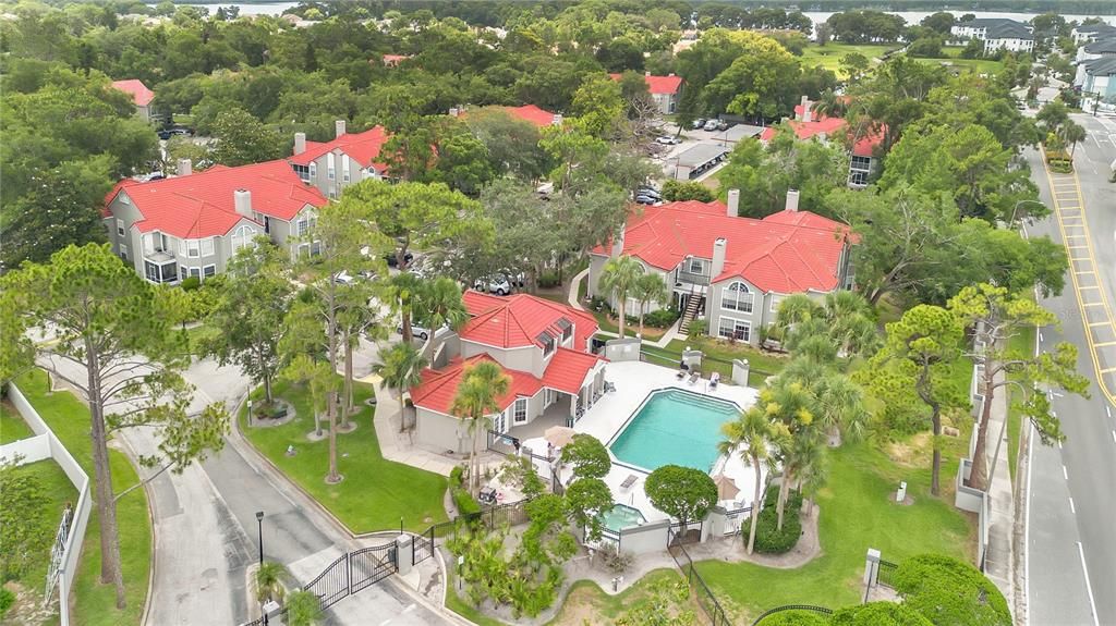 Aerial view of the pool