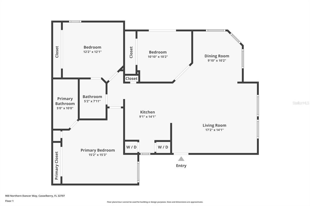 The units floor plan with measurements