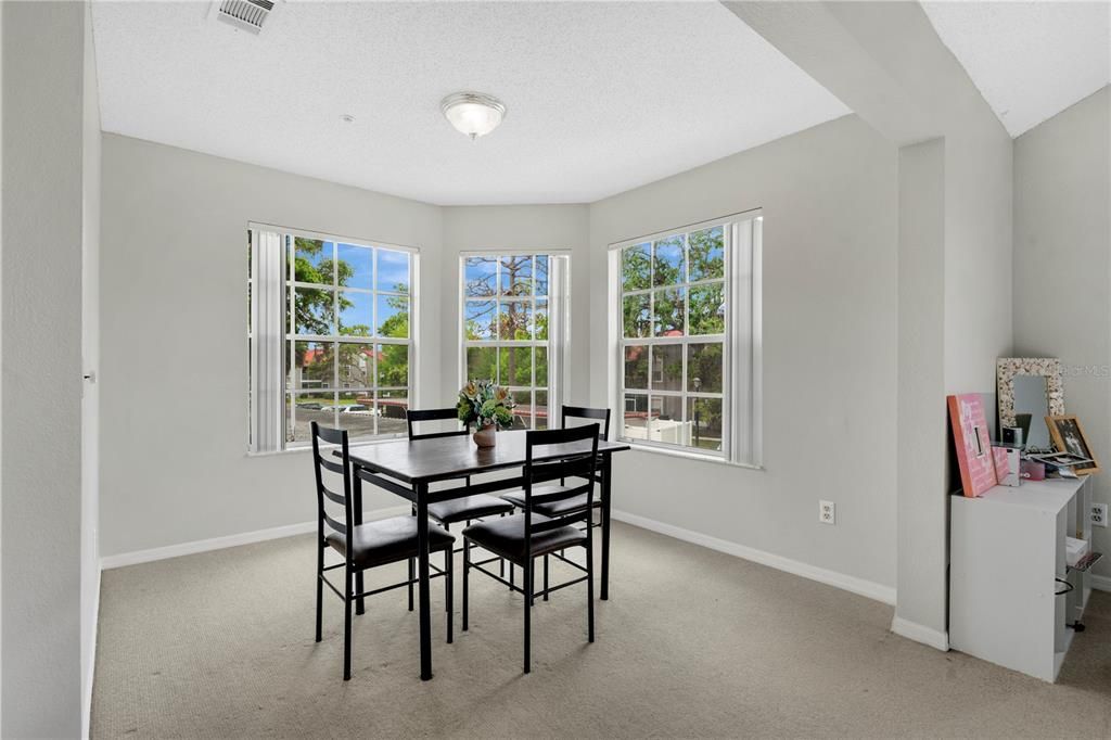 Dining room with windows facing a SW direction
