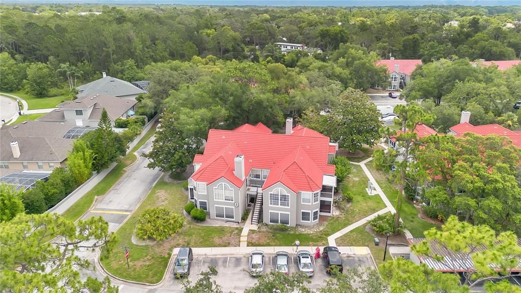 Aerial view looking east
