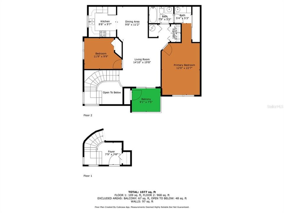 На продажу: $273,000 (2 спален, 1 ванн, 1020 Квадратных фут)