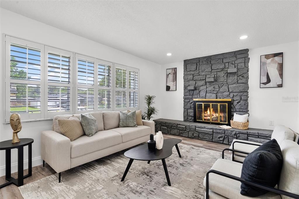 virtually staged Fireplace.