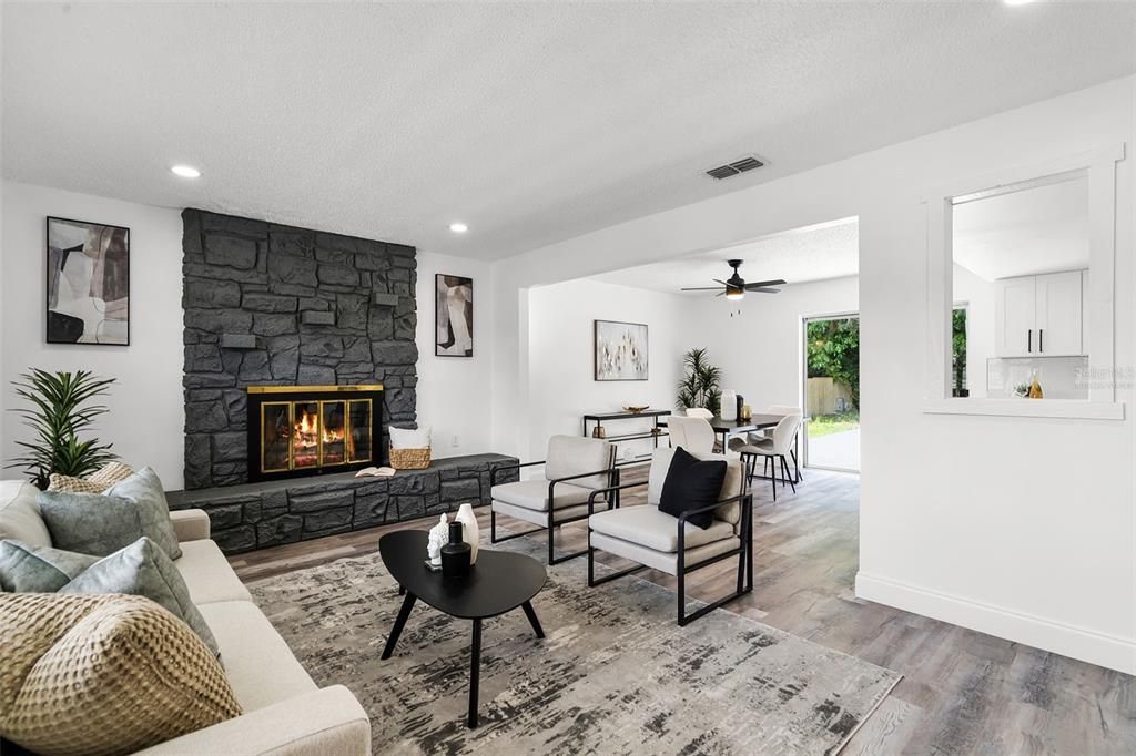 virtually staged Fireplace.