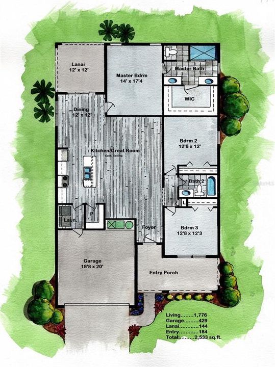 На продажу: $389,000 (3 спален, 2 ванн, 1776 Квадратных фут)